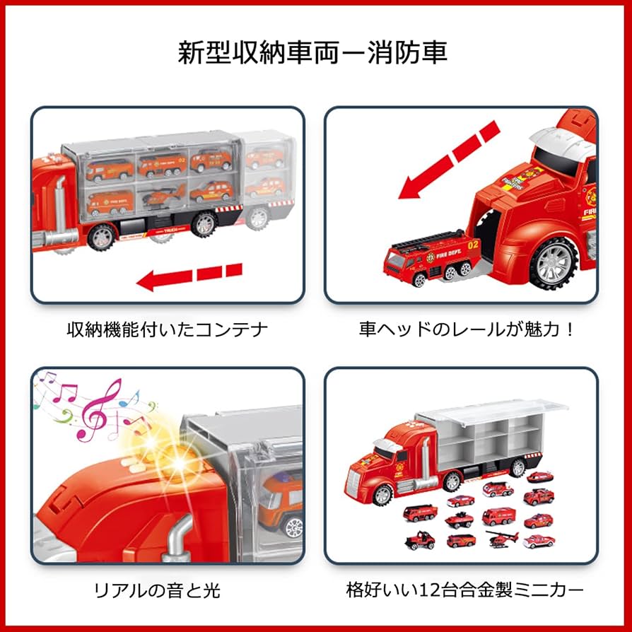 Amazon.co.jp: Carecoly トラック 消防車両セット ミニカー
